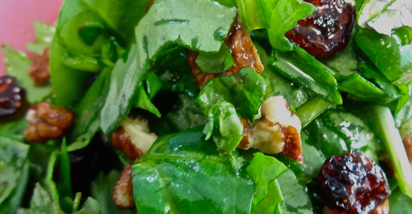 Spinach and Kale Salad with Maple Citrus Dressing