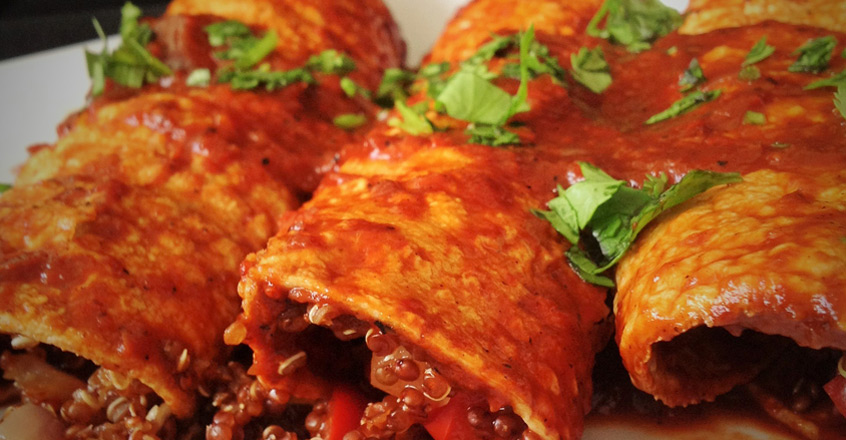 Red Quinoa Enchiladas Rojas Plant Based Diet Recipe