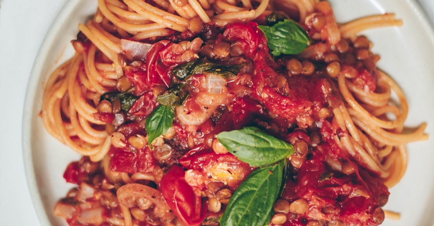 One-Pot Lentil Bolognese Pasta