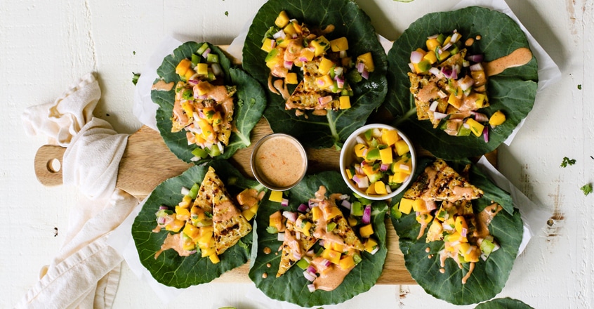 Tempeh Collard Wraps With Mango Salsa