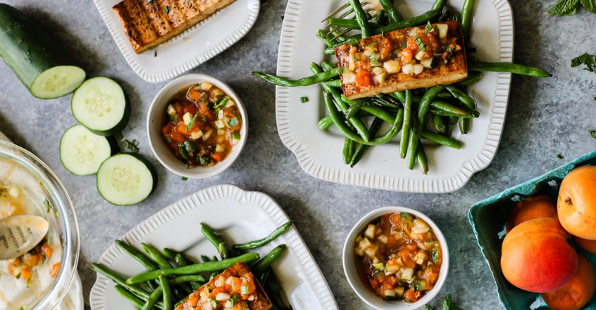 Tofu Steaks with Apricot Mint Compote